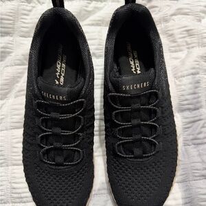 Skechers Virtue Lucent Black & Rose Gold Knit Sneakers Size 7
